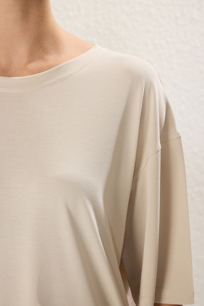 Trendyol Collection Koszulka typu oversize z materiału Stone Color More Sustainable Modal - Twoss25Ts00125