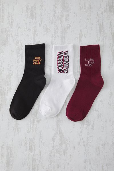 Trendyol Collection Βουργουνδία-Μαύρο-Λευκό Unisex 3 Pack College/Τένις/Μεσαίες βαμβακερές κάλτσες TMNSS25CO00001