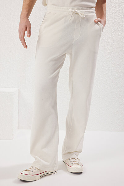 Trendyol Collection Ecru Wide Leg/Wide Cut Textured Sweatpants