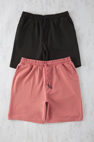 Trendyol Collection Black & Dusty Rose normál szabású rövidnadrág 2 csomag - TMNSS21SR0095