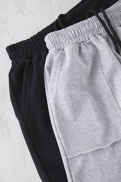 Trendyol Collection Grey-Black 2 Pack Regular Cut Thick Shorts Tmnss25Sr00053