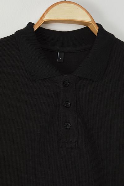 Trendyol Collection Black Regular/Normal Cut Thick Textured Label Detailed Tmnss25Po00002