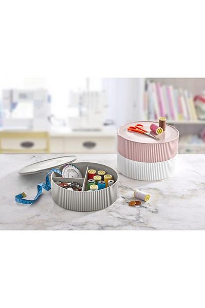 MR RZN STORE White 3-Compartment Storage Container and Sewing and Jewelry Box