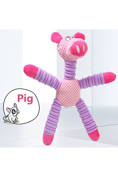 Choice pink Indestructible Large Dog Sound Squeaky Toys Animals Shape Pet Soft Plush Chew Molar Training To