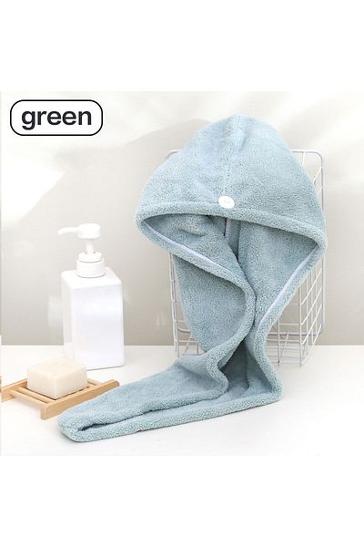 Choice Green Hair Towel Wrap Fast Dry Hair Towel Super Absorbent Microfiber Coral Velvet Hair Drying Towel
