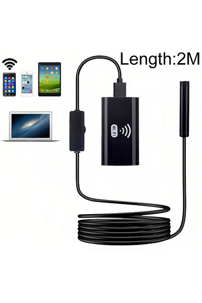 fulina WiFi Endoscope, 500mAh, 2m, 2MP 8mm, IP67 waterproof design,for iOS,Android,Windows, balck