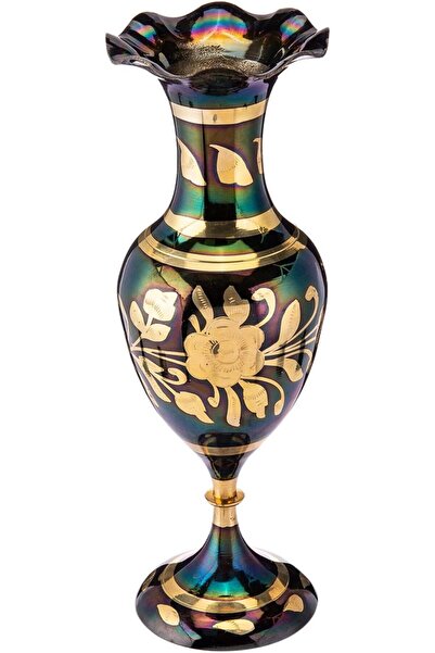 AKDC مزهرية نحاسية 10 سم × 10 سم 29 سم ذهبي