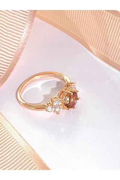 Siset Gümüş 925 Ayar Rose Kaplama Zultanit Taşlı Gümüş Yüzük