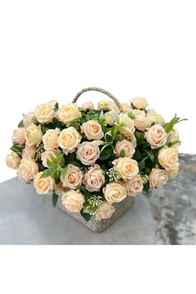 Choice باقة ورد شامبانيا مكونة من 10 رؤوس زهور صناعية ورد غربي ديكور زفاف 6 ألوان زهور الفاوانيا