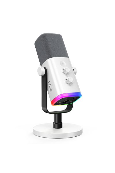 Choice WHITE FIFINE USB/XLR Dynamic Microphone with Touch Mute Button,Headphone jack,I/O Controls,for PC PS