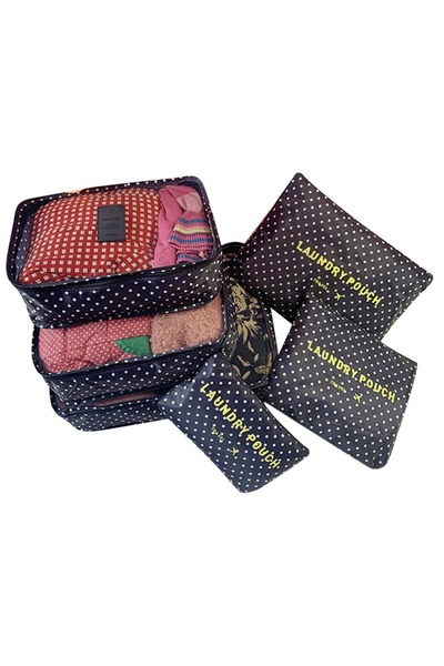 Choice مجموعة منظم السفر 6 قطع باللون الأزرق الداكن، حقيبة تخزين محمولة للملا...