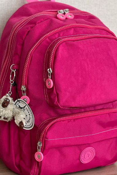 MORCA Fcstore Crinkle Fabric Ανθεκτικό στο νερό μεσαίου μεγέθους ροζ κλίνκερ σχολική τσάντα