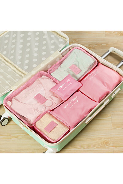 Choice حقيبة تخزين منظمة للسفر مكونة من 6 قطع باللون الوردي، حقائب سفر محمولة...