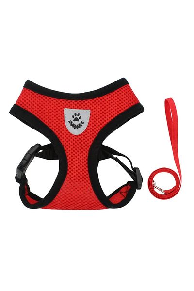Choice L Red Summer Cat Dog Harness Lead Leash Adjustable Vest Polyester Mesh Breathable Harnesses Reflecti