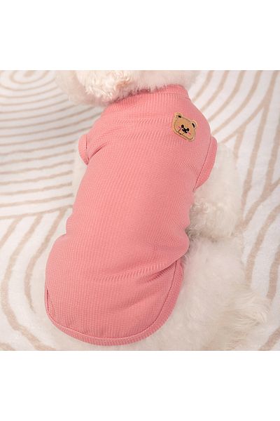 Choice S(1.25-2kg) Pink Dog Vest Pet Cat Clothing Four Colors Of Polyester Fabric Breathable Sweat Resistan