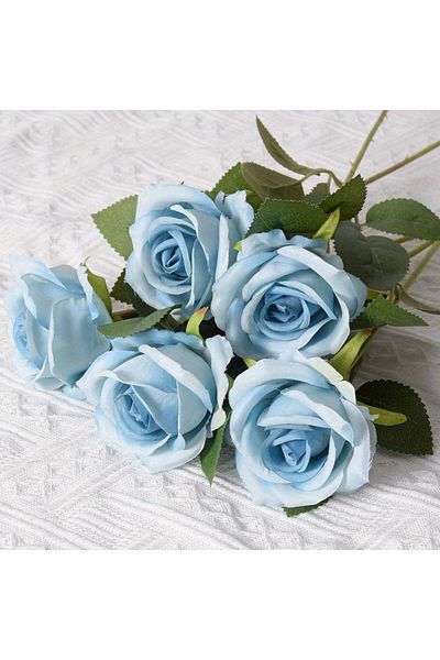 Choice Blue 20pcs Realistic Artificial Rose Bouquet for Weddings, Birthdays, and More for Floral Arrangemen