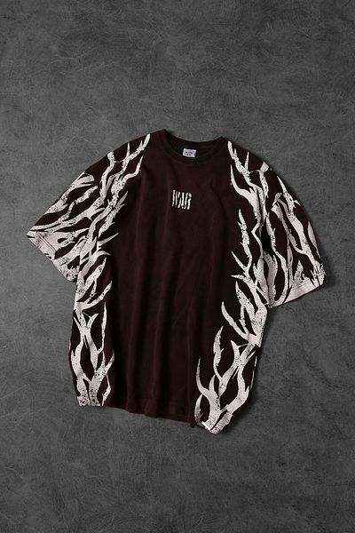 Slatra Ανδρικό μπλουζάκι από ύφασμα μπορντό War Special Washed Oversize