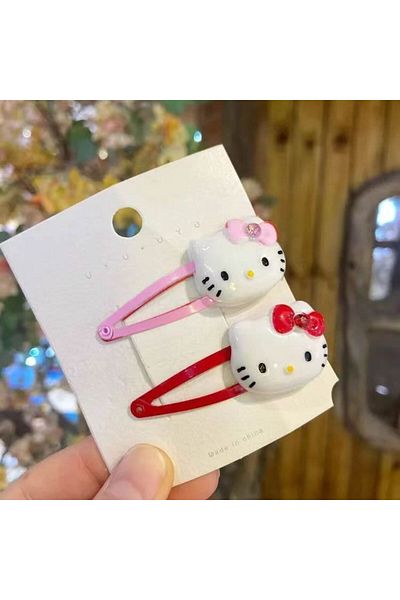 Choice 3 2PCS Sanrio Girl Hair Clip Kawaii Hello Kitty Cartoon BB Hair Clip Girl Hairs Accessories Headwea.