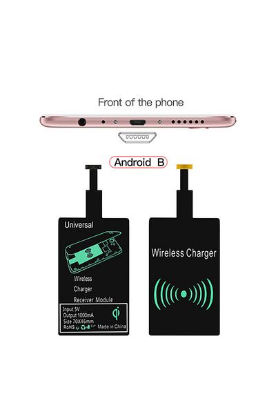 Choice جهاز استقبال شحن لاسلكي Micro USB B عالمي يعمل بنظام Android Qi من النوع C، رقعة استقبال شاحن لاسلكي