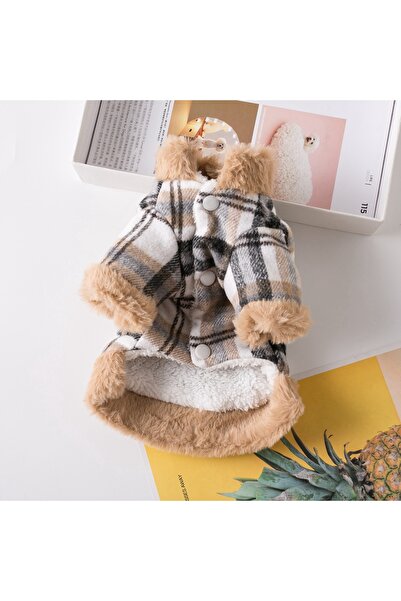 Choice سترة شتوية بنية اللون للحيوانات الأليفة، ملابس شبكية دافئة للكلاب الصغ...