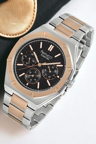 Ferrucci Fcf.12715fm.02 - Men's Silver-Rose Color Wrist Watch and Bracelet Zmfer145