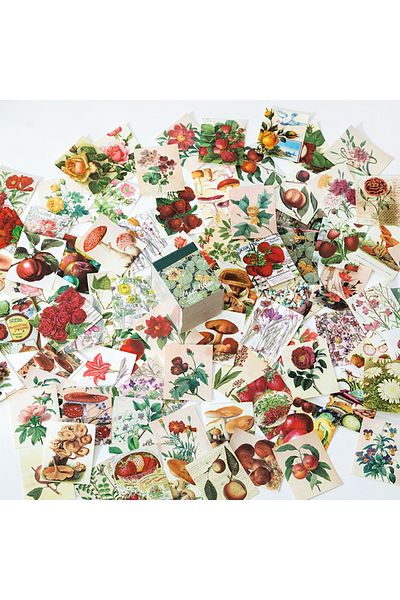 Choice A JIANQI 400 pcs Craft Vintage Scrapbooking Paper Kawaii Art Junk Journal Deco Sticker Natural Coll.