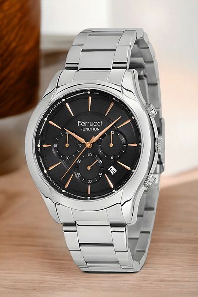 Ferrucci men's Wristwatch Bracelet Zmfer146 - Silver-black Color, Function FC.12670TM.03