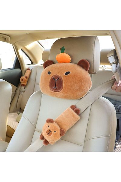 Choice pad and pillow set Car Neck Pillow Capybara Plush Shoulder Protection Cute Tissue box Kawaii Car Dec