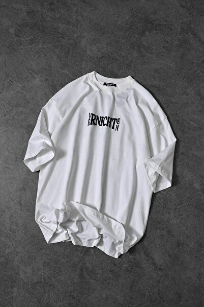 Slatra Ανδρικό μπλουζάκι με στάμπα με ανάγλυφο λευκό Vernichten