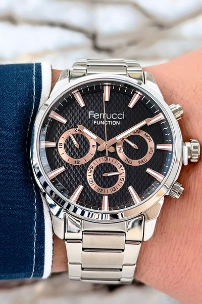 Ferrucci Men's Watch Zmfer086, Mineral Glass and Steel Band & Case