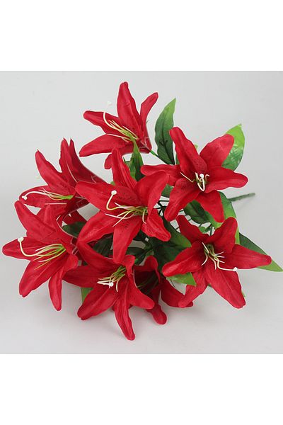 Choice Red 10 Heads Artificial Lily Flowers European Multicolor Fake Bridal Flower Bouquet Wedding Home Par