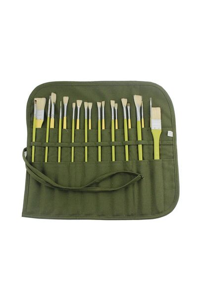 Choice green 22 holes Painting Brushes Canvas Storage Bag, 22 Slots Watercolour and Gouache Brushes Calligr