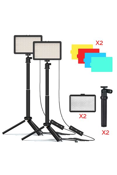 BAODELI no clip 2pcs Photography LED Video Light Panel Lighting Photo Studio Lamp Kit For Shoot Live Streami