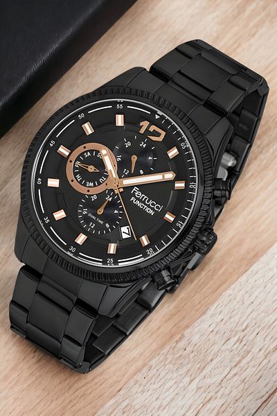Ferrucci Men's Wristwatch Bracelet Zmfer143 - Fcf.14474fm.04 Black-Rose Color Function