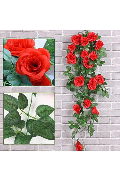 Choice Red Lush Artificial Rose Vines Durable Faux Rattan Wall Hanging Decor Resistant For Indoor Outdoor U