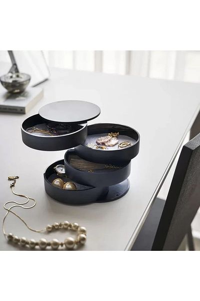 Choice Black Rotating Multi-layer Desktop Storage Box Hair Accessories Jewelry Makeup Boxnwith Lid Dustproo