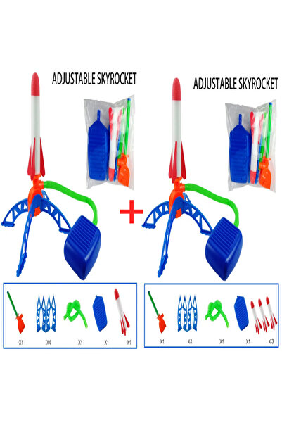 Choice 2 قطعة صاروخ × 4 قاذف مضخة قدم صاروخ هوائي خارجي دواسة ضغط هوائي لعبة صاروخ مرتفع لعبة أطفال