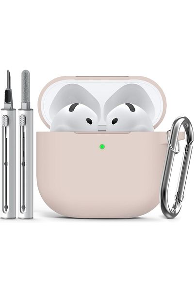 Choice Pink sand for AirPods 4 Case Cover (2024) with Cleaner Kit,Soft Silicone Protective Case for Apple A