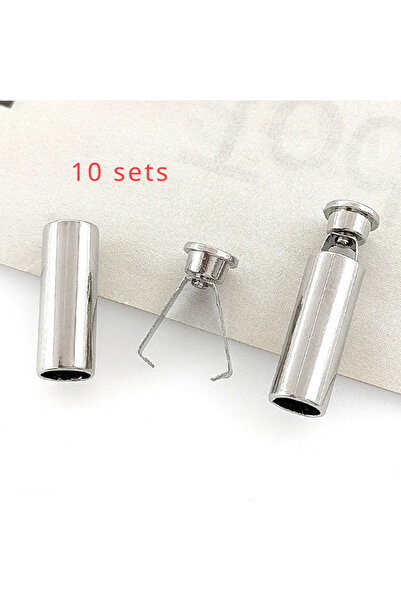 Choice3 مجموعة من 10 سدادات فضية عتيقة قابلة للفصل مع غطاء، أطراف حبال مستطيل...