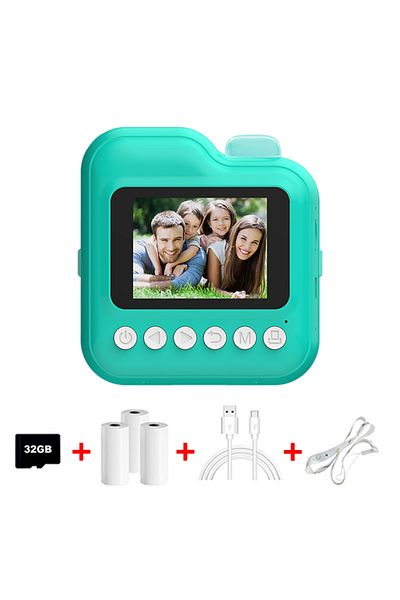 Choice Green 32G Children Camera Mini Instant Print Digital Camera 32G TF Card Inkless Printing Paper Kids