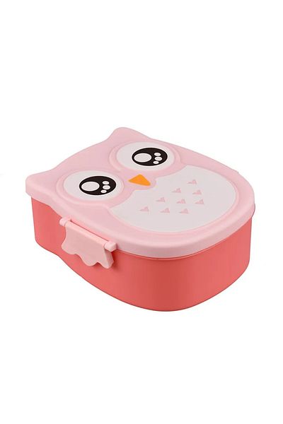 Choice 900ml 2 Pink Portable Owl Lunch Box Cartoon Microwave Food-Safe Plastic Food Picnic Container Box Fo