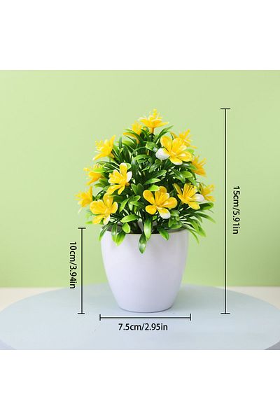 Choice 1pc Yellow 1pc Artificial Flowers Five Leaf Plum Small Potted Plants Can Be Placed Indoors And Outdo