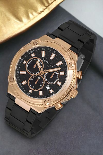 Ferrucci Men's Watch Zmfer147 - Black Rose Color, Steel Band, Fc.14167Tm.05 Model