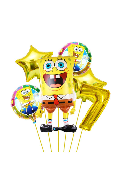 Choice مجموعة من 6 قطع من بالونات حفلات أعياد الميلاد على شكل سبونج بوب سكوير...