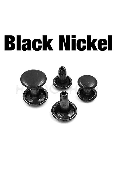 Choice41 8 × 10 مم، نيكل أسود، 100 مجموعة، مسامير برشام دائرية مزدوج الغطاء م...