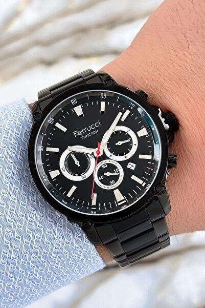 Ferrucci Function Erkek Kol Saati 3 ATM+Siyah Çelik Kordon&Kasa+Bileklik zmfe...