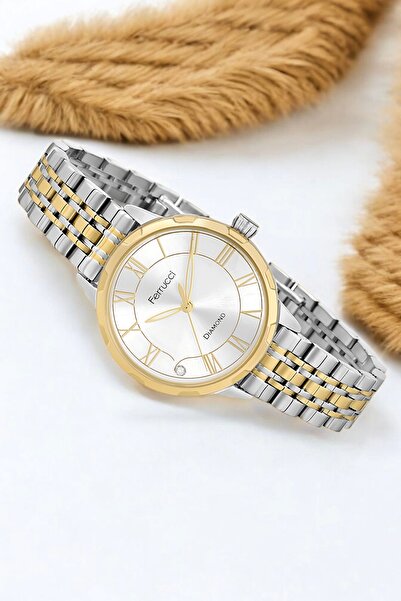 Ferrucci Women's Wristwatch – Steel Cord, Stylish Design with Diamond Detail,...