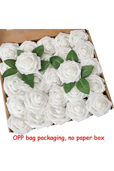 Choice Pure White 25pcs Artificial Flowers, Fake Flowers Roses W/stem For Diy Wedding Bouquets Centerpieces