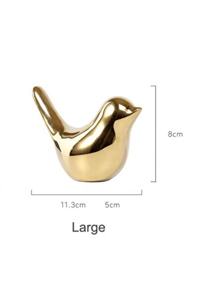 Choice تمثال طائر على شكل حرف L بأربعة أحجام مصنوع من السيراميك الذهبي لتزيين المنزل وطاولة غرفة المعيشة.