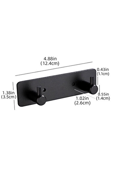 Choice Black 2 Hook Aluminum Alloy Multifunctional Self Adhesive Hooks Sticky...